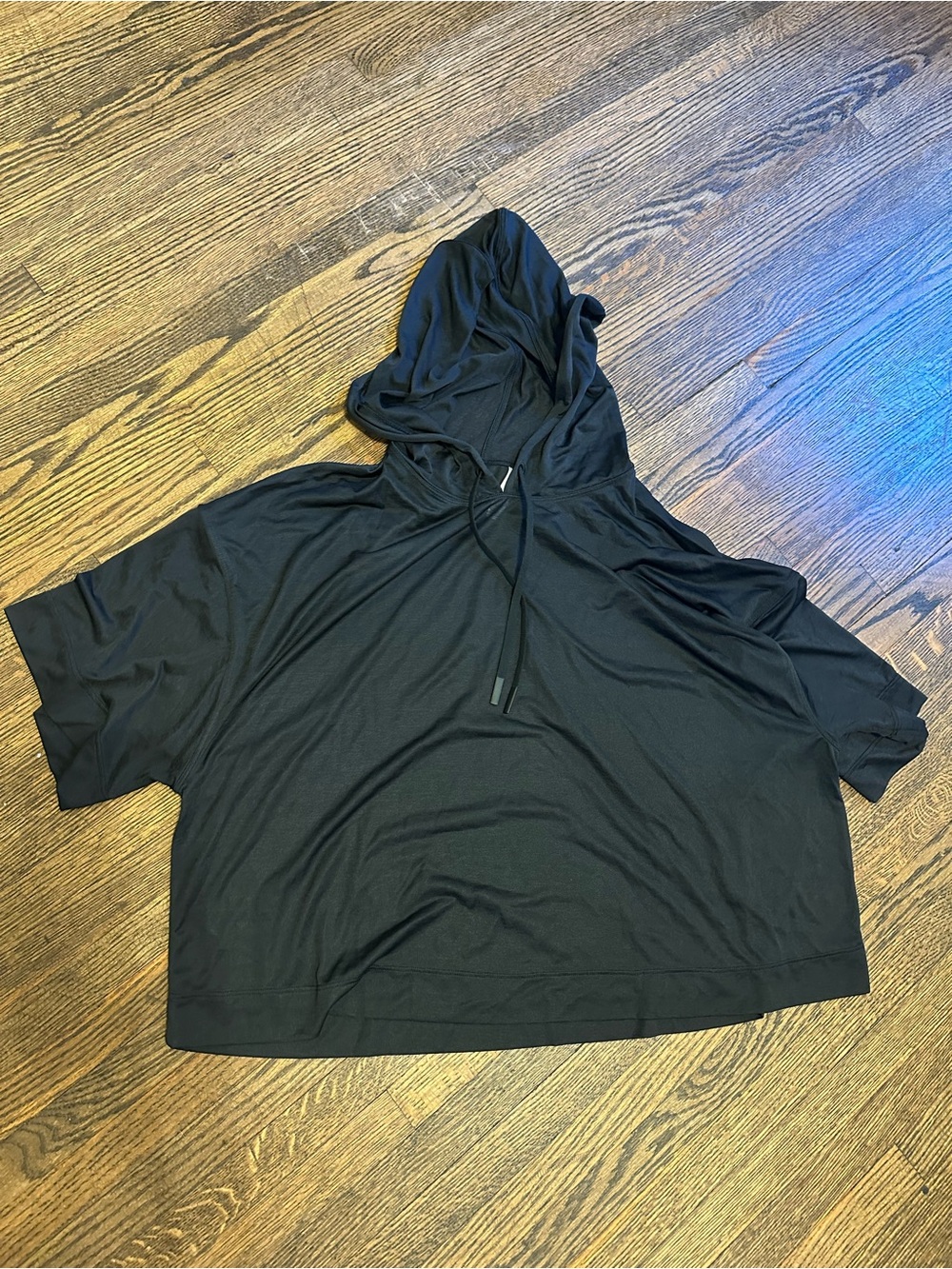 Athleta Black Hooded Workout top See through